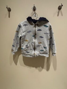 French brand Monoprix Children's fleece Car-Print Zip Hoodie